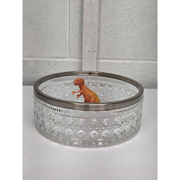 Vintage William Adams 24% Leaded Crystal Salad Bowl, Plated Rim ENGLAND - Picture 3 of 15